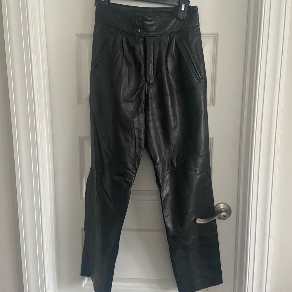 Vintage 90s High Waisted Leather Pants 10